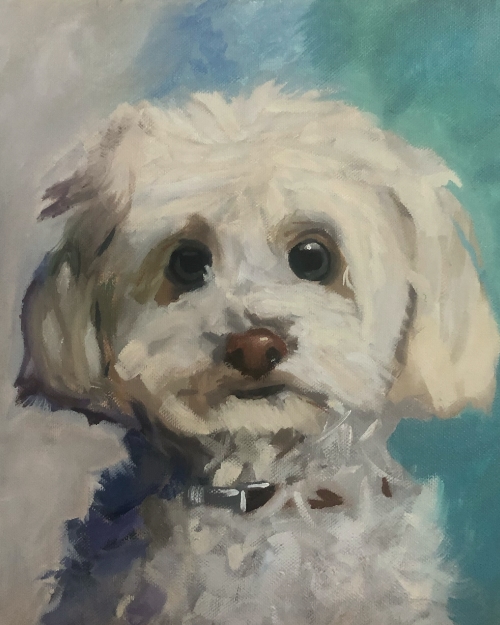 Retrato al óleo de la mascota de un alumno